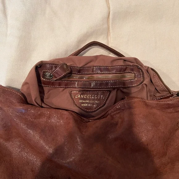 Langellotti made in Italy Leather Woven Convertible Backpack Tote Bag - Picture 3 of 6